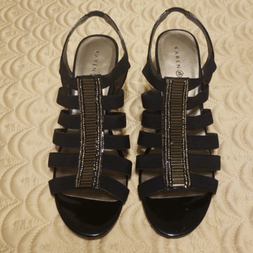 Beaded Elastic Strappy Heels